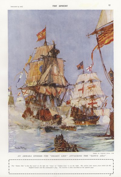 Szene aus der spanischen Armada, 1588 von Charles Edward Dixon